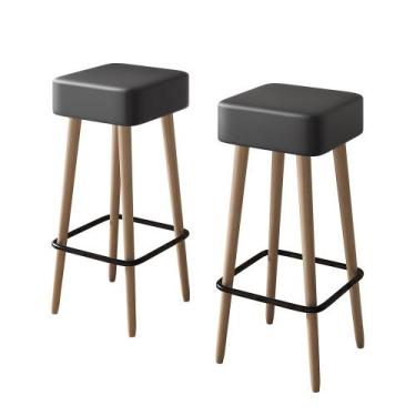 Imagem de Kit 2 Banquetas Altas Dubai material sintético Preto - Loja Sheep