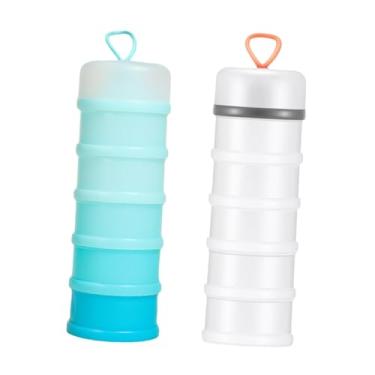 Imagem de WeiLaiKeQi 2 recipientes de proteína em pó, dispensador de fórmula, recipiente para lanche infantil, dispensadores de proteína em pó empilháveis ​​para, Branco E Azul