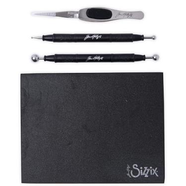 Imagem de Sizzix Kit de modelagem Tim Holtz 665304 (preto) – Conjunto de esculpir papel para scrapbook e cartões, tamanho único