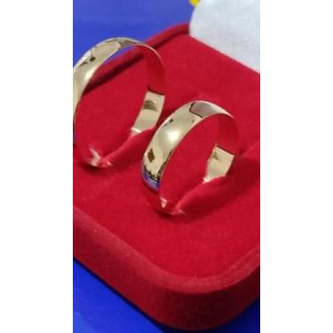 Imagem de Par Alianças Ouro Noivado Casamento Ouro 18 Kilates Casal Resistente B