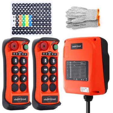 Imagem de Receptor de rádio elétrico de 6 botões para grua de elevação de corrente, ponte de torre industrial, controlo remoto sem fio, 2 transmissores, recetor de 12-24 V Q600