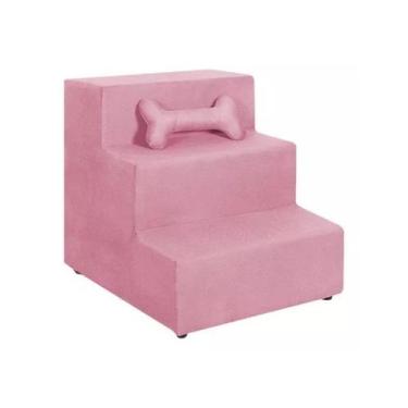 Imagem de Escada Rampa para Pet Cachorro Gato - Leo Decor, Rosa