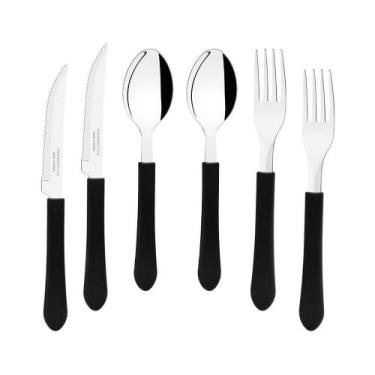 Imagem de Kit - Jogo De Facas, Garfos E Colheres Leme 180 Peças Em Aço Inox Cabo