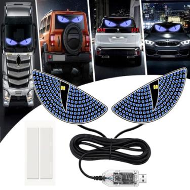 Imagem de 2 peças de luz de olhos, luz de meio olho de diabo, luz de olho de diabo para para-brisas, luz de olho de diabo para carro, luz de olho de demônio de LED, para-brisa frontal e traseira, luz de LED