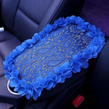 Imagem de MINGZAIQIPEI Capa de console central automotiva para console de carro capa de apoio de braço de renda, almofada de apoio de braço central automática macia e fofa para a maioria dos protetores de