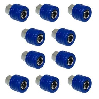 Imagem de Kit 10 Engate Rápido Para Ar De Ar 1 4 Pol. Fêmea X 1 4 Azul - BRAMAIS