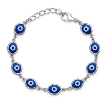 Imagem de Pulseira Feminina Prata 925 Olho Grego Tornozeleira Luxo - Alpha Grupo