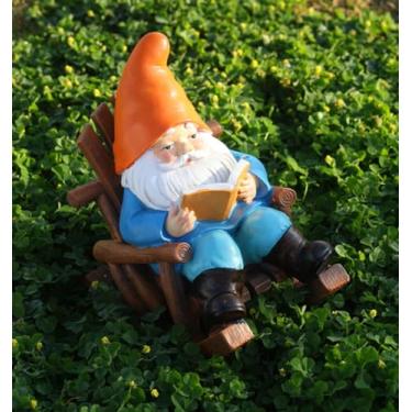 Imagem de Cadeira de descanso, livro de leitura, escultura de goblin, ornamento de estatuetas colecionáveis, casa de lazer, pátio, jardim, escritório, estátua de anão, decoração de artesanato de resina (chapéu