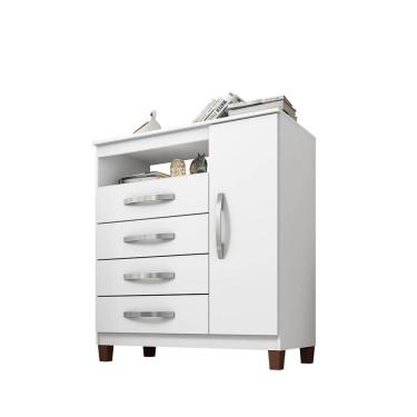 Imagem de Cômoda Sapateira 1 Porta 4 Gavetas Dijon - Branco - ÉdeCasaMóveis
