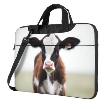 Imagem de Capa para laptop de vaca bebê à prova de choque, capa protetora para notebook, bolsa portátil à prova d'água para homens e mulheres, Preto, 13 inch