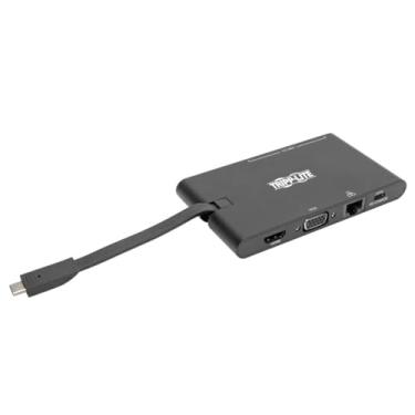Imagem de Tripp Lite Estação de ancoragem USB C HDMI VGA GbE PD Carregamento 3.0 Hub USB 4K a 30Hz Thunderbolt 3 Preto (U442-DOCK3-B)