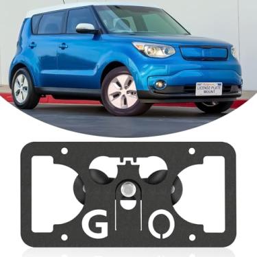 Imagem de Moldura frontal sem furadeira compatível com Kia Soul 2013-2019 Suporte de suporte de grade de placa de carro antifurto Capas de etiqueta de carro à prova de ferrugem, acessórios de carro à prova de