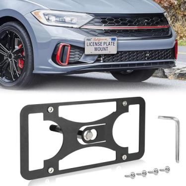 Imagem de Moldura frontal sem furadeira compatível com Volkswagen Jetta/GLI 2019-2023 Suporte de gancho de reboque para placa de carro antifurto Capas de etiqueta de carro à prova de ferrugem, acessórios de