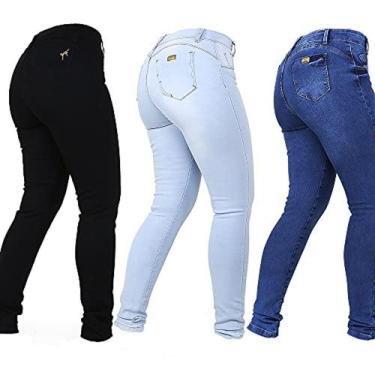 Imagem de 3 Calças Jeans Feminina Skinny Modelos Liso e Rasgado - Sortidos, 40 (