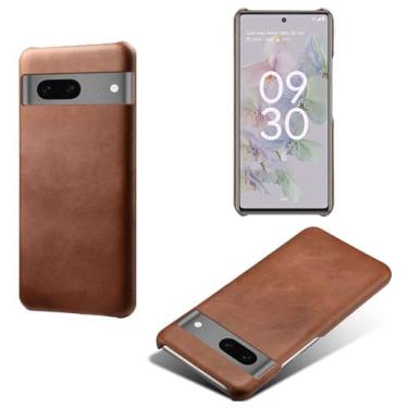 Imagem de Capa para Google Pixel 7A,Proteção contra quedas,Casca de volta de cor sólida simples,Design de couro de imitação de plástico-Brown