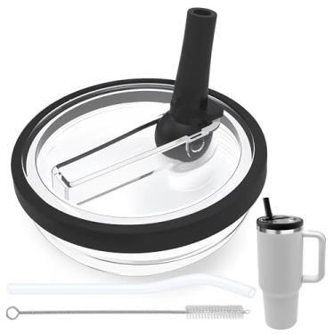 Imagem de Tampa de canudo flip compatível com Stanley Cup 1,134 g, tampa de substituição à prova de vazamento livre de BPA adequada para copo Stanley Quencher de 1,134 g, à prova de derramamento, 1 canudo, 1