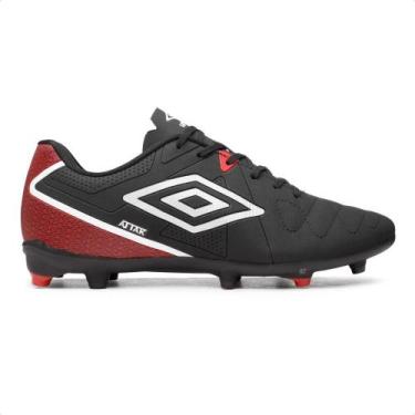 Imagem de Chuteira Campo Umbro Attak Eternal Masculino, 43, Preto, Vermelho
