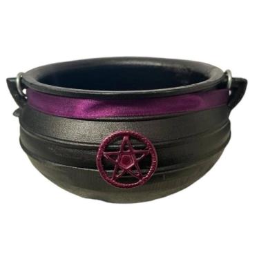 Imagem de Caldeirão Da Bruxa Pentagrama De Ferro Tripé E Alça 750 Ml