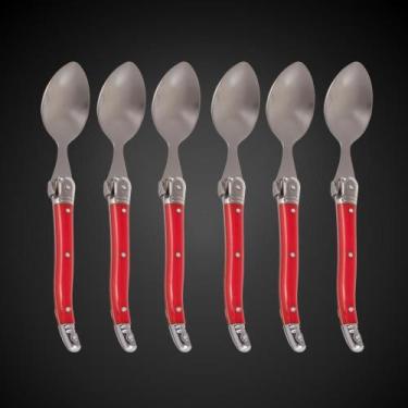 Imagem de Jogo De Colheres Laguiole Para Sobremesa 6 Artigos Em Bandeja De Madei