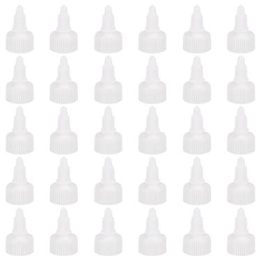 Imagem de WADORN 30 tampas de garrafa giratórias, 22/410 tampas giratórias de substituição de garrafas de plástico branco natural tampa superior a granel para garrafas de espremer garrafas de tinta de cola