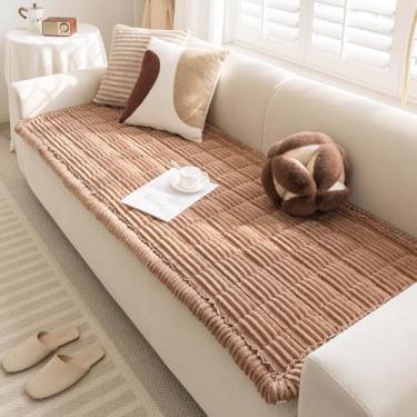 Imagem de Disayu Capa de sofá felpuda para cães, lavável, antiderrapante, cobertor lavável para sofás de animais de estimação e protetor de sofá (marrom escuro, 70 x 150 cm)
