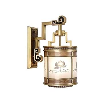 Imagem de ZzleoyuUUs-12 Candeeiro de parede personalizado em forma de lanterna cobre retro varanda decorativa luminária de parede interna para corredor, corredor