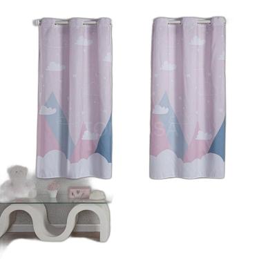 Imagem de Cortina Infantil Quarto Bebe Menina Montanha Rosa 200X150