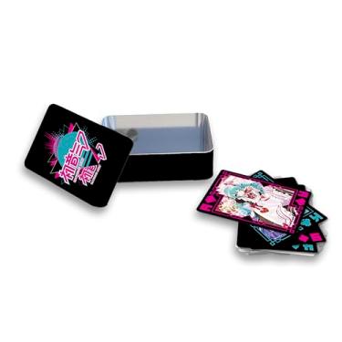 Imagem de ABYSTYLE Hatsune Miku Playing Cards 54-Card Deck with Metal Tin Box Dimensions 4.2"x2.8"x1.4" Anime Manga Playing Cards Deck of Card Games