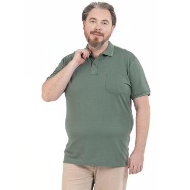 Imagem de Camisa Polo Masculina Plus Size Pique Algodão com Bolso