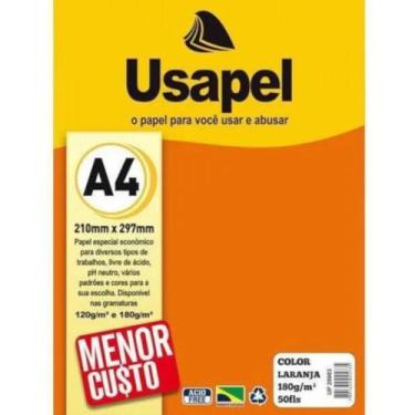 Imagem de Papel color a4 180g c/ 50 folhas laranja - usapel