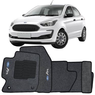 Imagem de Tapete Carpete Ford Ka 2014 à 2021 Grafite Logo Bordado Jogo 5 Peças Ecotap S3632 Automotivo Soft