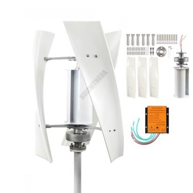 Imagem de 12V,Gerador de turbina eólica de baixo ruído de 1000W, gerador de ímã permanente portátil de 3 lâminas 12V 24V 48V com controlador para casa, barcos, iluminação de rua (branco)