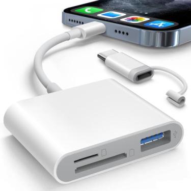 Imagem de Leitor de cartão SD Akholz para iPhone iPad com Lightning e USB-C