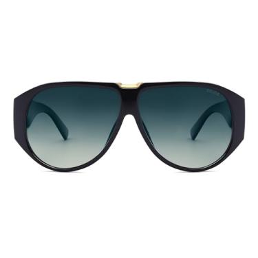 Imagem de SOJOS Óculos de sol aviador grandes polarizados feminino masculino retrô moderno vintage grande escudo quadrado SJ2392, Classificação preto/azul, 60-11-140