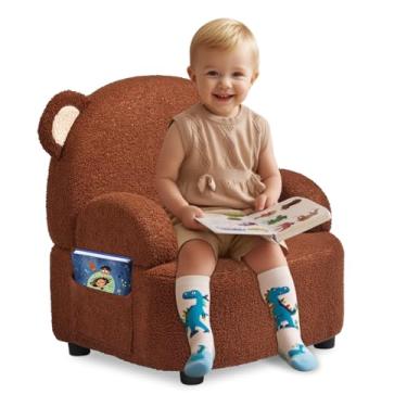 Imagem de Cadeira infantil confortável para crianças – Cadeiras infantis com tecido sherpa de pelúcia e extra confortável, enchimento de espuma de memória, suporte, cadeira de leitura infantil com lindos