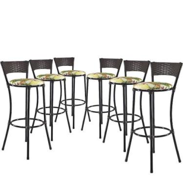Imagem de Kit Com 6 Banquetas Alta Forts Fibra Uv Bancada, área Goumert, Bar, Pi