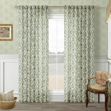 Imagem de Cortinas: DOIS PAINÉIS, verde, floral, linho, 214 cm, comprimento, 2 p