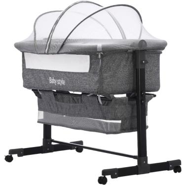 Imagem de Berço Infantil Moisés Portátil Balanço Co-Sleeper Bed com Mosquiteiro Dobrável para Bebê Conforto Ajustável Cesto 10kg