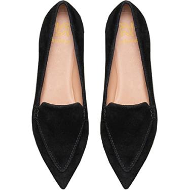 Imagem de LEHOOR Mocassim feminino casual bico fino mocassim sem cadarço camurça penny loafers salto fino fechado motorista treinador escritório mocassins crocodilo pele de cobra sapatos elegantes conforto