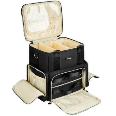 Imagem de Bolsa de maquiagem Jaffzora Extra Large com 3 estojos removíveis preto
