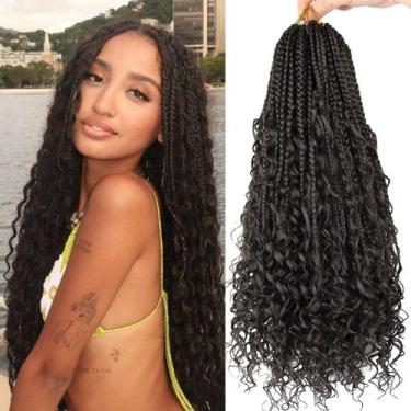 Imagem de Crochet Hair LYCSOU Boho Goddess Box Braids 18 polegadas, 8 pacotes