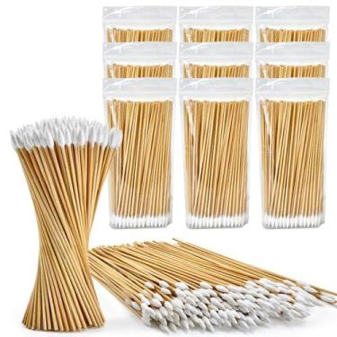 Imagem de Cotonetes de algodão PINGMIC de 6 pontas, 1000 unidades com palitos de