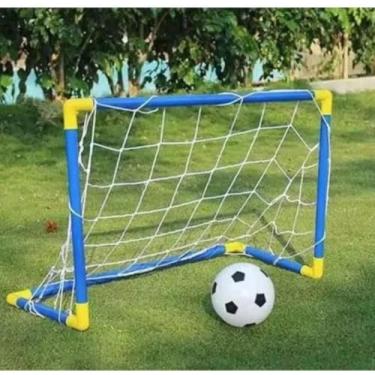 Imagem de Kit 2 Trave Golzinho Futebol Rede e Bola Brinquedo Para Menino e Menina