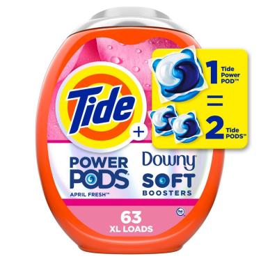 Imagem de Cápsulas de detergente para roupa Tide Power Pods 2 em 1 com Downy 63 ct