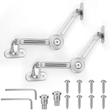 Imagem de 2 Dobradiças para Caixa de Brinquedos, Dobradiças de Suporte Tampa Ajustáveis Liga Zinco com Conectores Parafusos Chaves e Manuais para Baús Armazenamento Caixas e Armários Cozinha