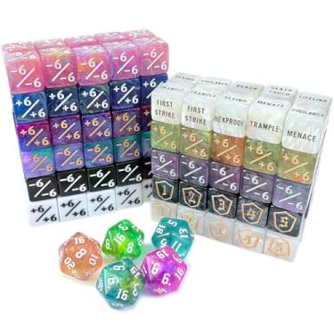 Imagem de ALiuxiluo Counter Dice Set, 105 Pieces, Keyword Token and Shield Dice for MTG CCG Card Gaming, Fantasy Theme