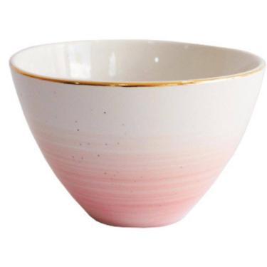 Imagem de Bowl Em Porcelana Borda Dourada Floreira Rosa