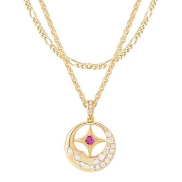 Imagem de MEVECCO Conjunto de colar circular em camadas, feito à mão, banhado a ouro 18 k, delicado em camadas, pingente de gargantilha para mulheres, joias personalizadas, presente, Sem Pedra Preciosa