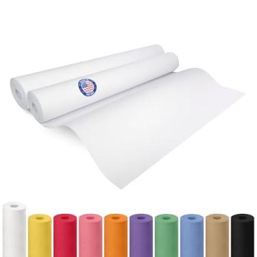 Imagem de Rolo de papel branco 61 cm x 3048 cm, pacote com 2 - Papel Kraft branco de qualidade feito nos EUA com espessura de 22,7 kg para embalagem, envio e artesanato/artes - Material de embrulho natural 100%