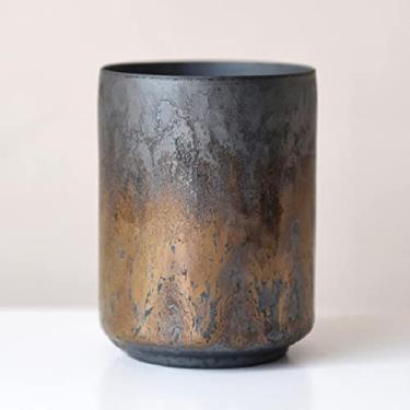 Imagem de Xícara de chá de lenha vintage feita à mão Kung Fu conjunto de xícara de chá de cerâmica áspera esmalte mestre copo de água única caneca de café de cerâmica